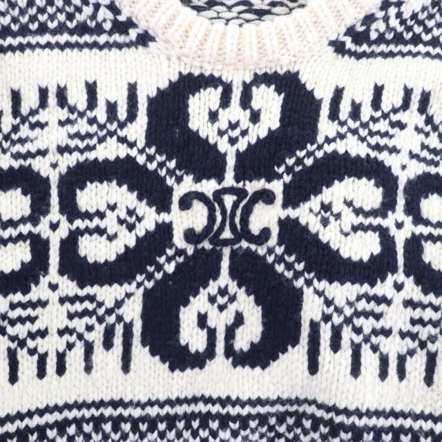 極美品★CELINE セリーヌ 24-25AW 2ADLR888Z01MA カシミヤ混 トリオンフ刺繍 クルーネック 長袖 ニット S 正規品 定価341000円_4