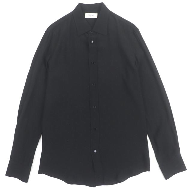 極美品▼CELINE セリーヌ 24AW 2C15A805V シルク100% マイクロトリオンフ ロングスリーブ ジャガード 長袖シャツ ブラック 37 正規品