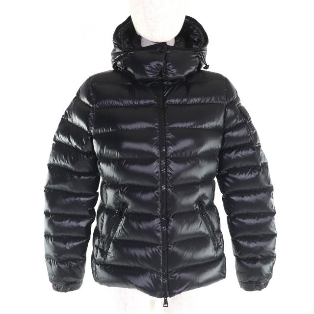 美品△MONCLER モンクレール 2022年製 BADY バディ ロゴワッペン フード付き ダウンジャケット ブラック 1 イタリア製 正規品 レディース