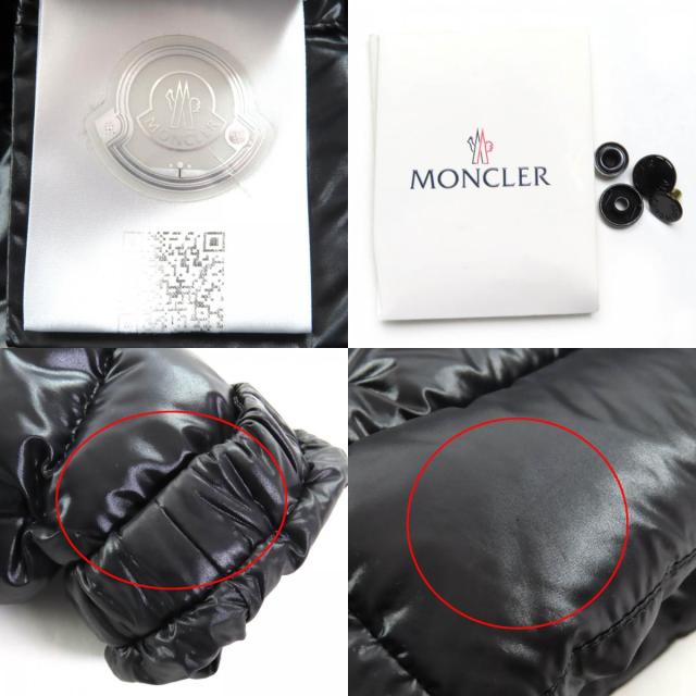 美品△MONCLER モンクレール 2022年製 BADY バディ ロゴワッペン フード付き ダウンジャケット ブラック 1 イタリア製 正規品 レディース_9