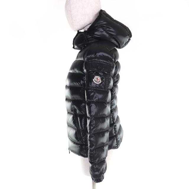 美品△MONCLER モンクレール 2022年製 BADY バディ ロゴワッペン フード付き ダウンジャケット ブラック 1 イタリア製 正規品 レディース_1