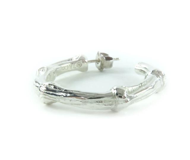 極美品★TIFFANY&Co. ティファニー 925 バンブー フープ ピアス アクセサリー シルバー 箱・保存袋付き 重量11.68g レディース_5