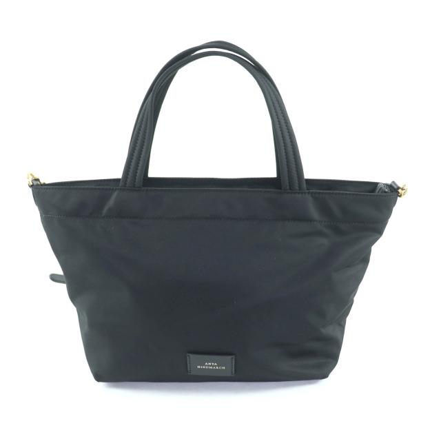 極美品★ANYA HINDMARCH アニヤ ハインドマーチ E/W TOTE MINI EYES ナイロン 2WAYトートバッグ ハンドバッグ ブラック レディース_1