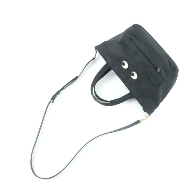 極美品★ANYA HINDMARCH アニヤ ハインドマーチ E/W TOTE MINI EYES ナイロン 2WAYトートバッグ ハンドバッグ ブラック レディース_7