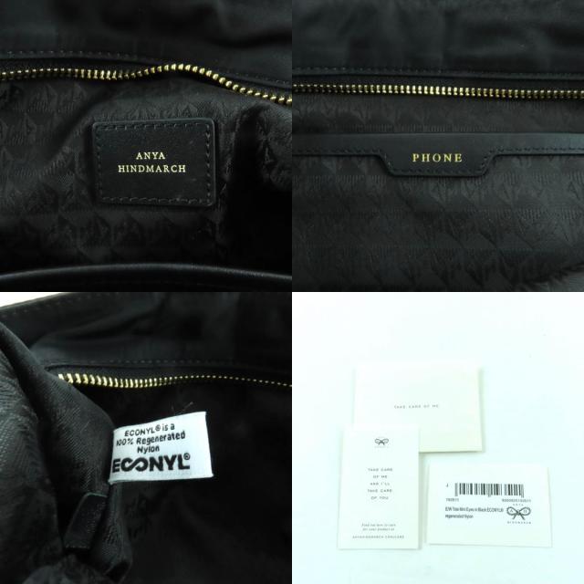 極美品★ANYA HINDMARCH アニヤ ハインドマーチ E/W TOTE MINI EYES ナイロン 2WAYトートバッグ ハンドバッグ ブラック レディース_9