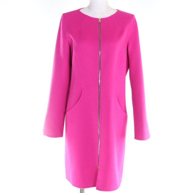 極美品◇Herno ヘルノ CA0305D-39001 ウール100％ ロロピアーナ社製生地使用 センタージップ ノーカラー コート ピンク 42  伊製 正規品