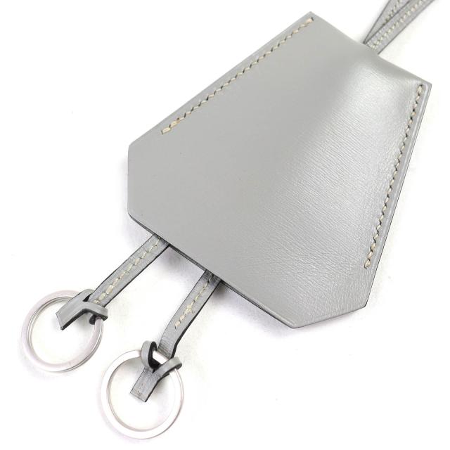 極美品△HERMES エルメス ヴィンテージ マルジェラ期 クロシェット レザー ネックレス ペンダント グレー □C 箱付き 仏製 レディース