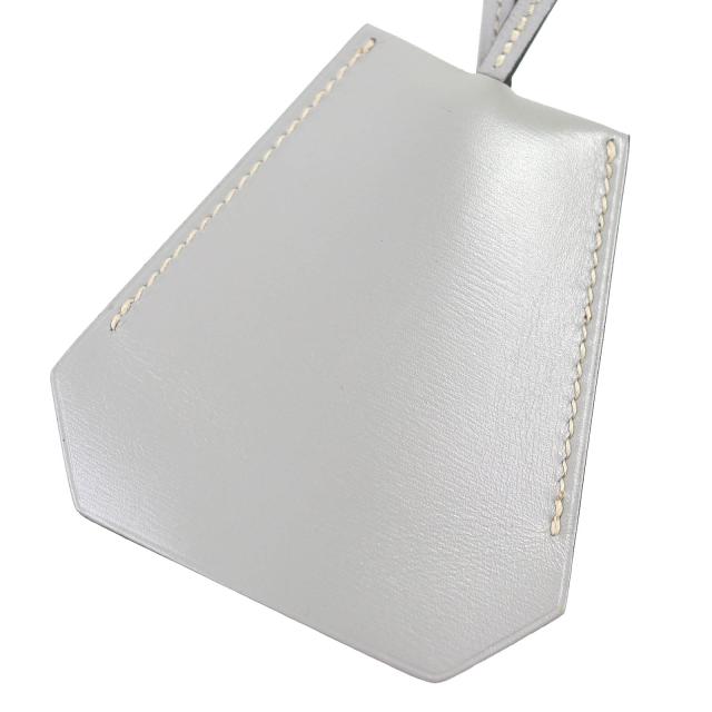 極美品△HERMES エルメス ヴィンテージ マルジェラ期 クロシェット レザー ネックレス ペンダント グレー □C 箱付き 仏製 レディース_3