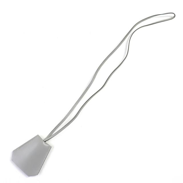 極美品△HERMES エルメス ヴィンテージ マルジェラ期 クロシェット レザー ネックレス ペンダント グレー □C 箱付き 仏製 レディース_2