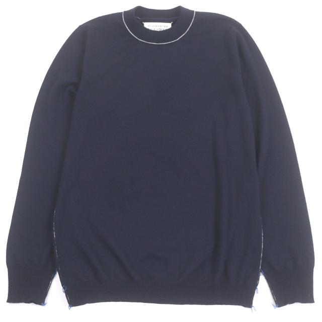 美品□Maison Margiela 14 メゾンマルジェラ14 25SS S50HA1004 ステッチデザイン 薄手 ロングスリーブニット セーター ネイビー S 伊製
