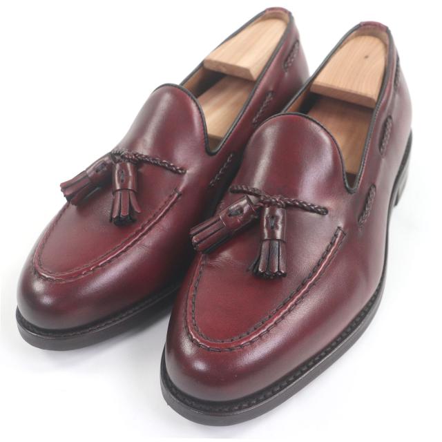 極美品□Berwick 1707 バーウィック 4340 SIDADB レザー タッセルローファー モカシン フラットシューズ バーガンディ 7 スペイン製