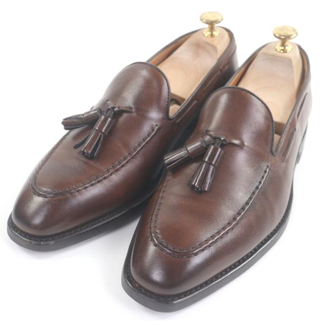 美品□Berwick 1707 バーウィック 5127 VELEBK レザー タッセルローファー モカシン フラットシューズ ブラウン 6.5 スペイン製 メンズ