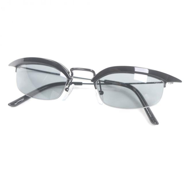 未使用品□PRADA プラダ SPR B50 ハーフリム アイウェア サングラス ブラック グレー系レンズ ケース付き 52□19 イタリア製 メンズ