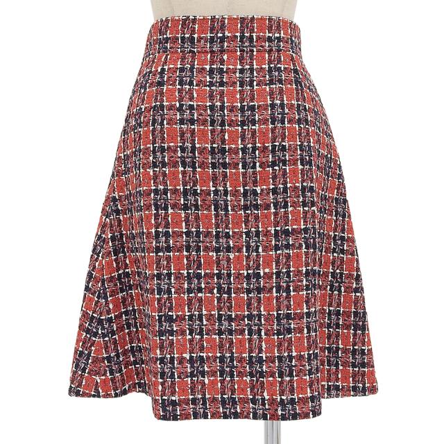 極美品▲GUCCI グッチ 516588 コットン混 タイガーボタン付き チェック柄 ひざ丈 ツイードスカート マルチ 38 伊製 正規品 レディース_1
