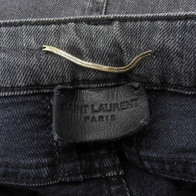 美品▲SAINT LAURENT PARIS サンローランパリ 2013年製 D02 W/SK-MW エディ期 裾ジップ ブラックデニムパンツ 28 イタリア製 レディース_4