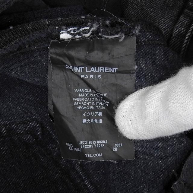 美品▲SAINT LAURENT PARIS サンローランパリ 2013年製 D02 W/SK-MW エディ期 裾ジップ ブラックデニムパンツ 28 イタリア製 レディース_6