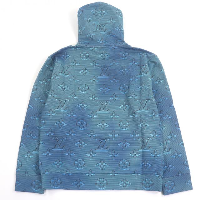 未使用品□LOUIS VUITTON ルイヴィトン 22AW 3Dモノグラム 総柄 プルオーバーパーカー フーディー ライトブルー　L イタリア製 正規品　