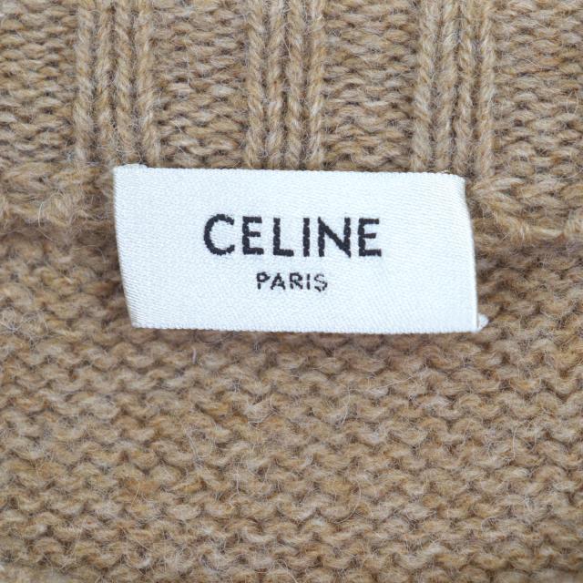 極美品▼CELINE セリーヌ 2A681979E ウール100% クルーネック プルオーバー ニットセーター ライトブラウン XL スコットランド製 正規品_3
