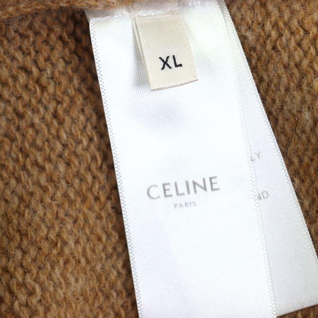極美品▼CELINE セリーヌ 2A681979E ウール100% クルーネック プルオーバー ニットセーター ライトブラウン XL スコットランド製 正規品_4
