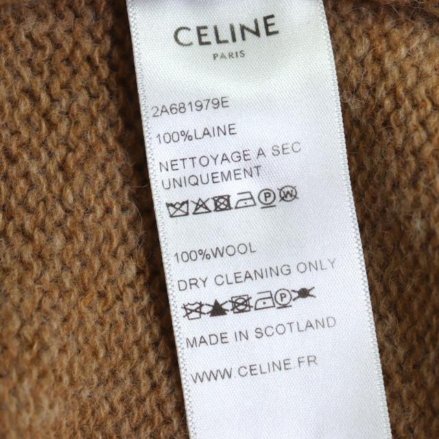極美品▼CELINE セリーヌ 2A681979E ウール100% クルーネック プルオーバー ニットセーター ライトブラウン XL スコットランド製 正規品_5