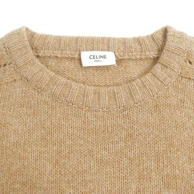 極美品▼CELINE セリーヌ 2A681979E ウール100% クルーネック プルオーバー ニットセーター ライトブラウン XL スコットランド製 正規品_1