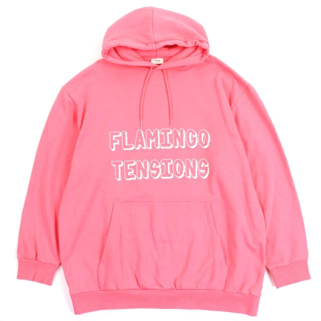極美品▼CELINE セリーヌ 22SS 2Y627670Q FLAMINGO TENSIONS フラミンゴ テンション プルオーバー パーカー ピンク M 伊製 正規品 メンズ