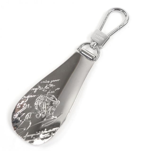 良品□BERLUTI ベルルッティ カリグラフィ スクリット メタル シューホーン 靴ベラ チャーム シルバー イタリア製 メンズ レディース