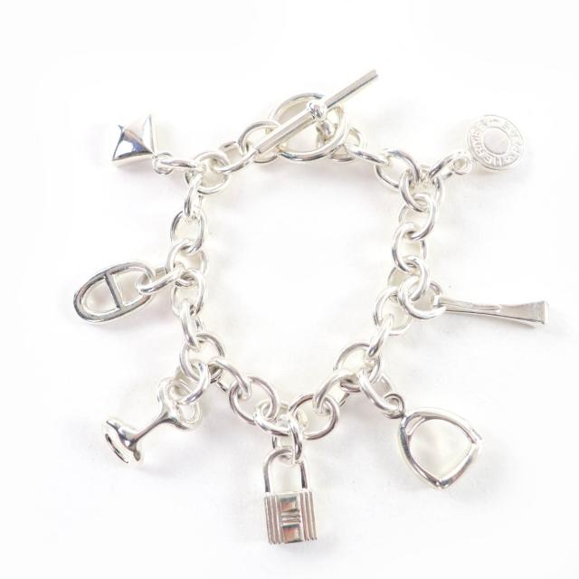 美品☆HERMES エルメス 925 アミュレット7 セリエ カデナ メドール シェーヌダンクル ホースビット エトリエ ブレスレット 重量63.6g