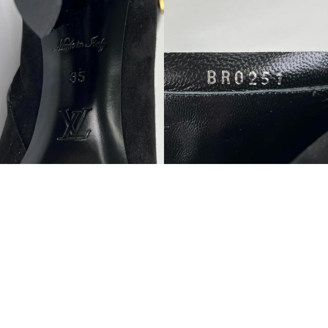 極美品▲LOUIS VUITTON ルイヴィトン 2021年製 1A965S 影ぼうし 生産ライン スウェードレザー アンクルブーツ 黒いこと ゴールド金具 35