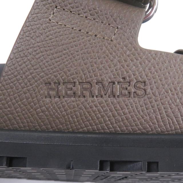 未使用品□HERMES エルメス シプレ ヴォーエプソン Hロゴデザイン シャワーサンダル スライドサンダル エトゥープ 41.5 イタリア製_6