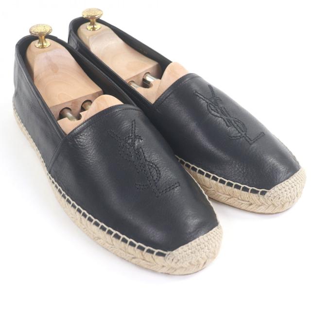未使用品□SAINT LAURENT PARIS サンローランパリ 509616 レザー ジュート YSLステッチ エスパドリーユ スリッポン フラットシューズ 44_2