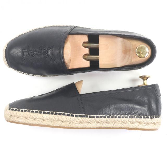 未使用品□SAINT LAURENT PARIS サンローランパリ 509616 レザー ジュート YSLステッチ エスパドリーユ スリッポン フラットシューズ 44_3