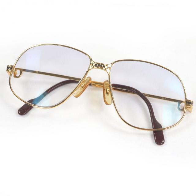 美品□Cartier カルティエ ヴィンテージ マイヨン パンテール 135 サングラス メガネ 眼鏡 アイウェア ゴールド ボルドー 56□14 仏製