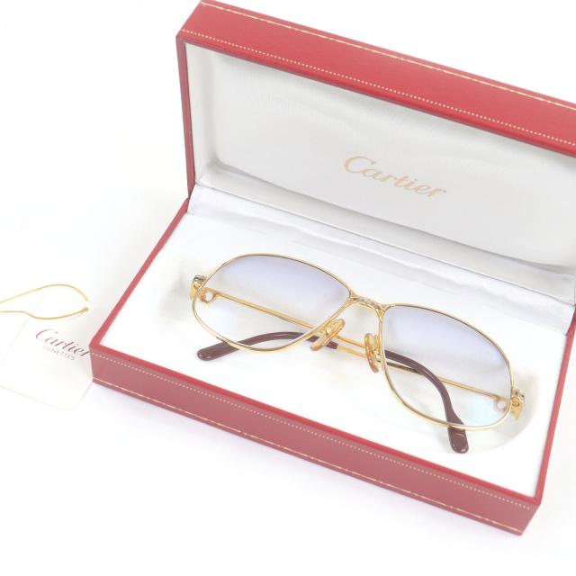 美品□Cartier カルティエ ヴィンテージ マイヨン パンテール 135 サングラス メガネ 眼鏡 アイウェア ゴールド ボルドー 56□14 仏製