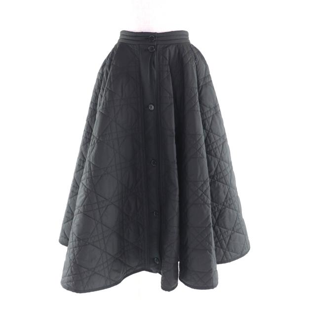 極美品★Christian Dior クリスチャンディオール 157J67A2827 マイクロカナージュ キルティング テク二カル ミディスカート 38 正規品