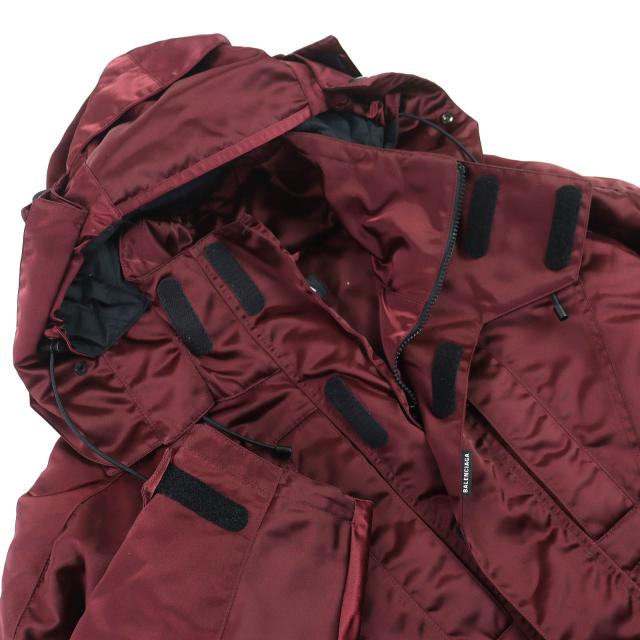 極美品△BALENCIAGA バレンシアガ 594907 Grape nylon oversize jacket フード付き 中綿入 コート ボルドー 42 イタリア製 正規品 メンズ_2