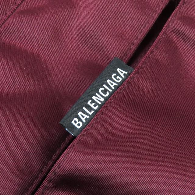 極美品△BALENCIAGA バレンシアガ 594907 Grape nylon oversize jacket フード付き 中綿入 コート ボルドー 42 イタリア製 正規品 メンズ_5