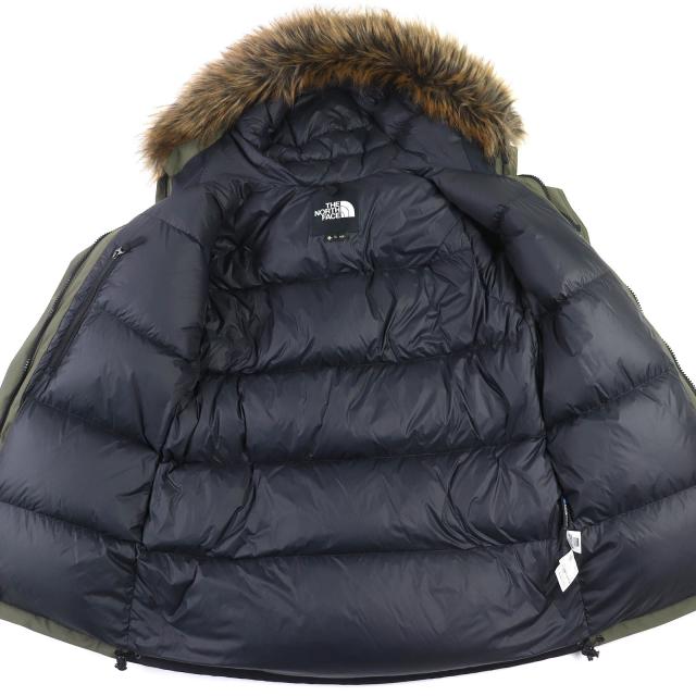 美品△THE NORTH FACE ザ・ノースフェイス ND91935 Mountain Down Coat ゴアテックス ロゴ刺繍 マウンテン ダウンコート カーキ L 正規品_2