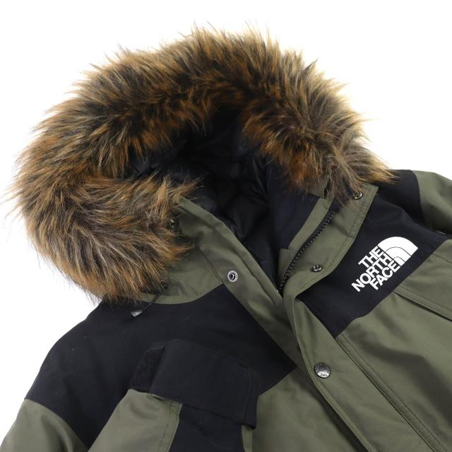 美品△THE NORTH FACE ザ・ノースフェイス ND91935 Mountain Down Coat ゴアテックス ロゴ刺繍 マウンテン ダウンコート カーキ L 正規品_3