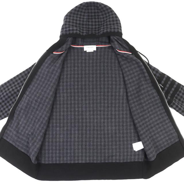 未使用品△THOM BROWNE トムブラウン MJT302A-07671 コットン100% ガンクラブ チェック ジャカード 4BAR ジップアップ パーカー 2 正規品_3