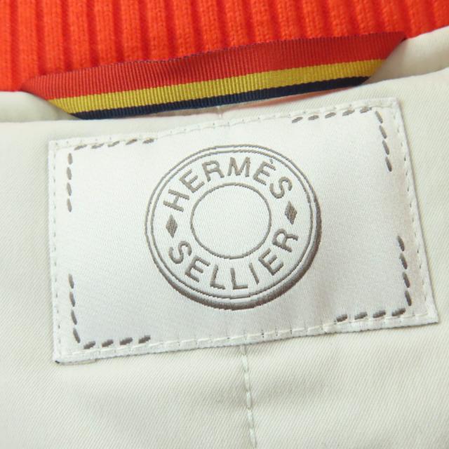 未使用品☆HERMES エルメス セリエ 中綿入り ZIP UP パテッドベスト ベージュ オレンジ M フランス製 正規品 レディース_7
