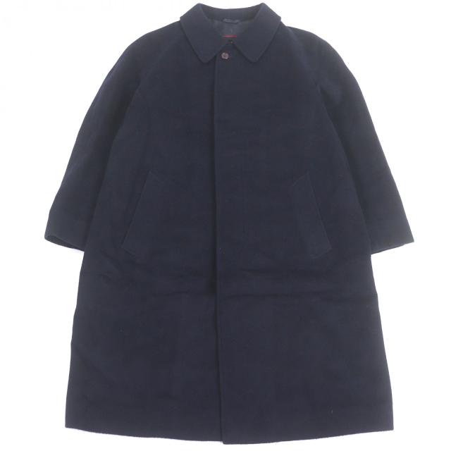美品□Herno ヘルノ ヴィンテージ ウール カシミヤ フライフロント ステンカラーコート ロングコート ネイビー 伊製 Lサイズ相当 希少 14,630円