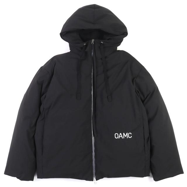 極美品△OAMC オーエーエムシー 22AW 22A280AU63 Peacemaker LITHIUM DOWN JACKET ロゴ刺繍 フード付き ダウンジャケット 黒 L 正規品