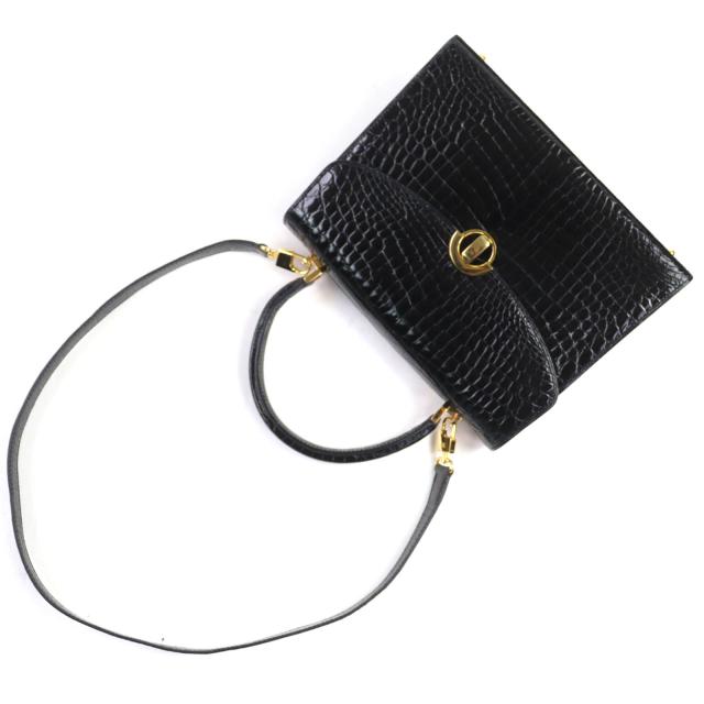 美品◇KWANPEN クワンペン シャイニークロコダイルレザー 2WAY 