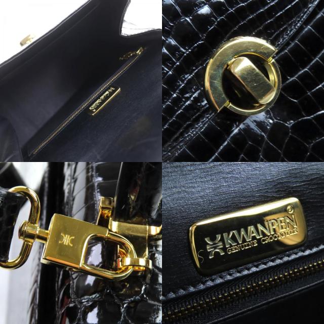 美品◇KWANPEN クワンペン シャイニークロコダイルレザー 2WAY 