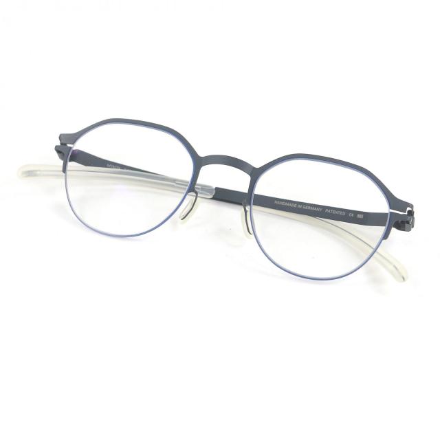 極美品□MYKITA マイキータ C514 DORIAN ハーフリム メガネ 眼鏡 アイウェア メタリックネイビー 45□21-140 箱・ケース付き ドイツ製
