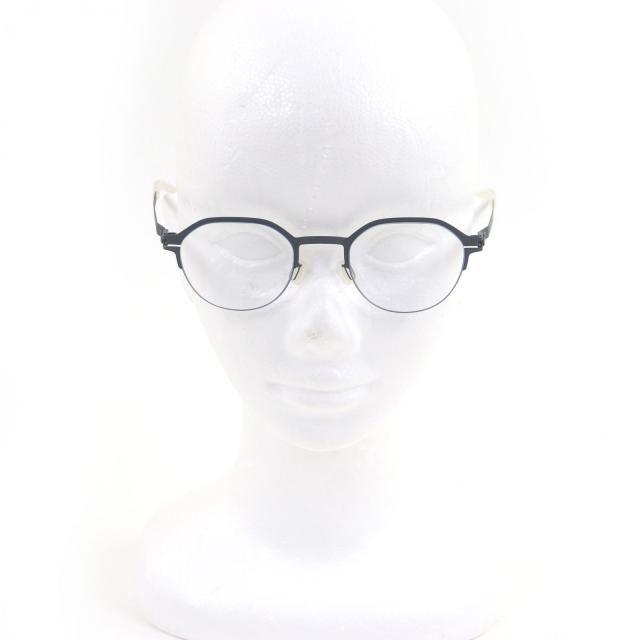 極美品□MYKITA マイキータ C514 DORIAN ハーフリム メガネ 眼鏡 アイウェア メタリックネイビー 45□21-140 箱・ケース付き ドイツ製