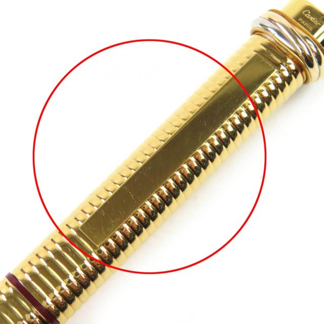 美品△Cartier カルティエ ヴィンテージ トリニティ ドゥ カルティエ ボーダー柄 オーバル キャップ式 ボールペン ゴールド 筆記確認済み_7