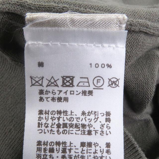 美品□HERMES エルメス 21SS コットン100％ 袖ドッキングデザイン クルーネック 半袖ニット セーター カーキ XL イタリア製 正規品_4