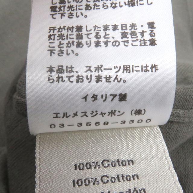 美品□HERMES エルメス 21SS コットン100％ 袖ドッキングデザイン クルーネック 半袖ニット セーター カーキ XL イタリア製 正規品_5